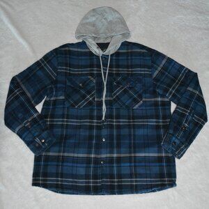 TackVasen Men's sz Large Hooded Thick Flannel Shirt Jacket Quilted Lined